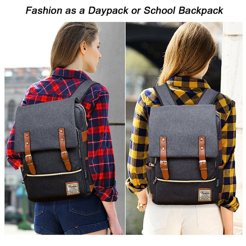 Feskin Unisex Professional Slim Business Laptop Backpack, Feskin Fashion Casual Durable Travel Rucksack Daypack (Waterproof Dustproof) with Tear Resistant Design for Macbook, Tablet - Dark Grey - Image 4